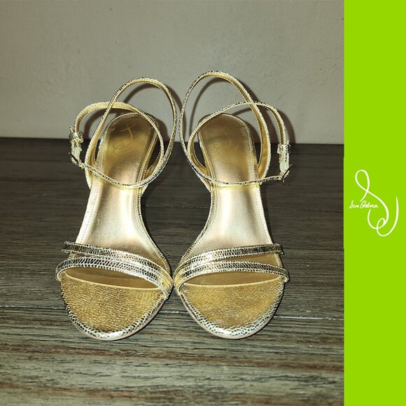 Sam Edelman Shoes - SAM EDELMAN Gemmie Strappy Stiletto Dress Sandals AMBER GOLD METALLIC 10M